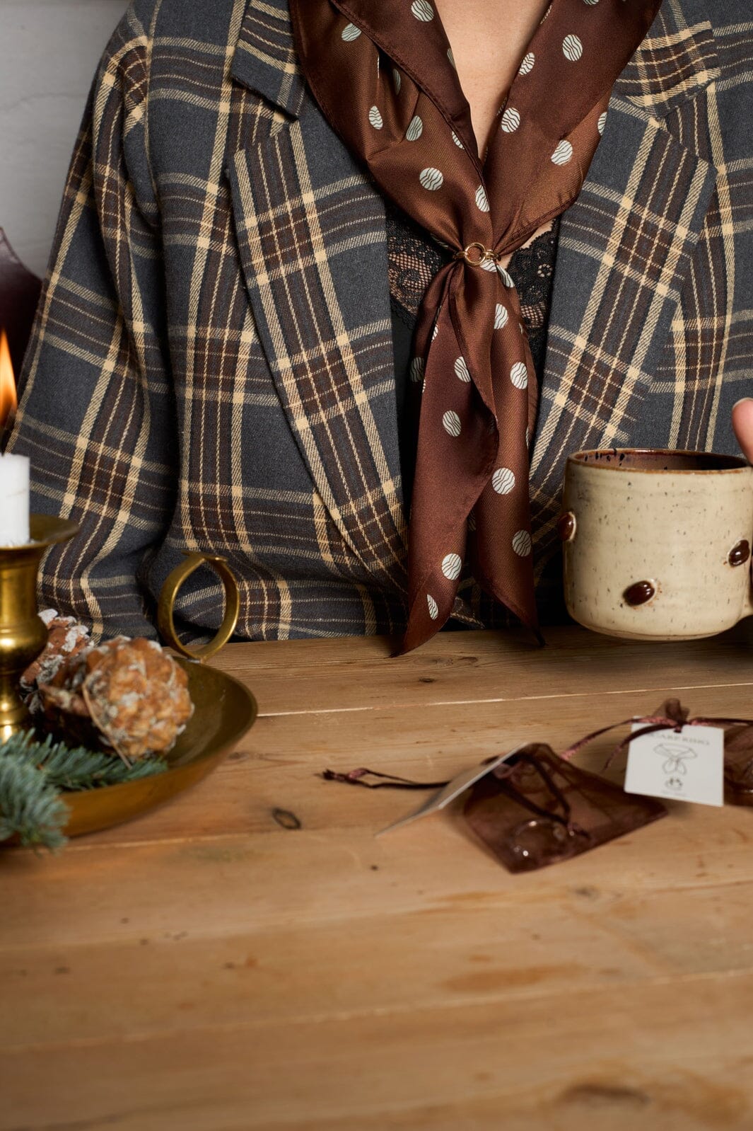 Black Colour - Bcash Mini Scarf Ring 4498 - Gold Coloured