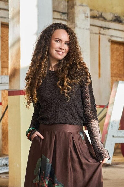 Black Colour - Bcblair Ls Lace Blouse 41049 - Shirts - Coffee