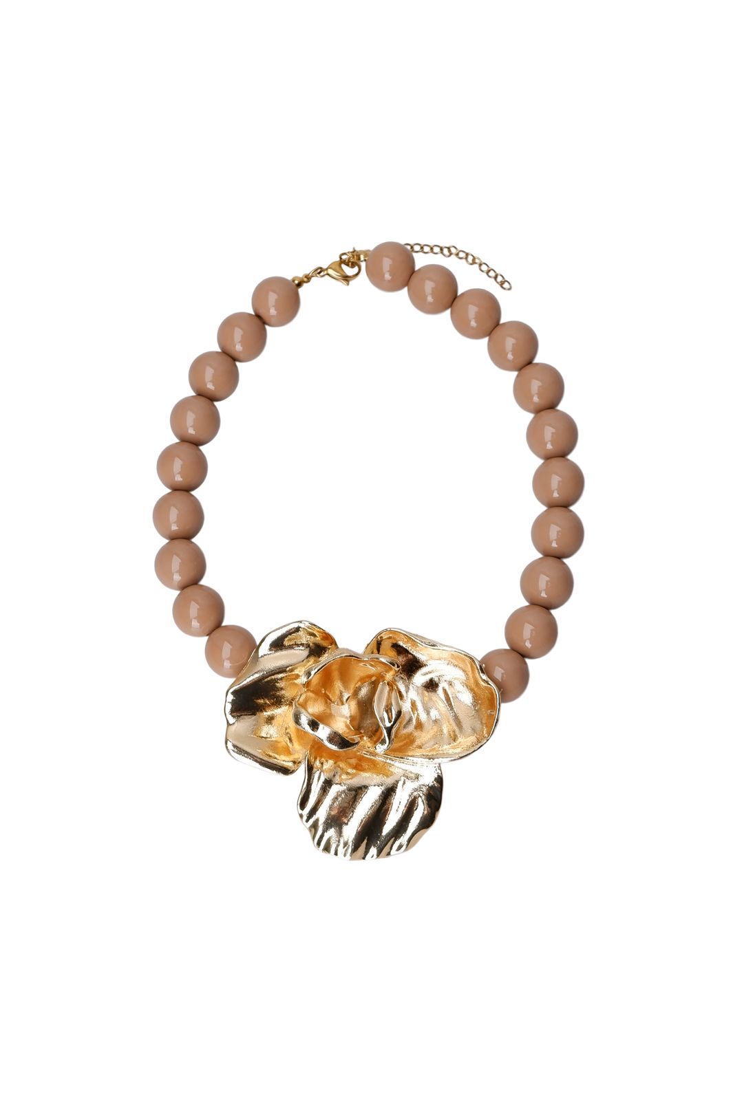 Black Colour - Bccastelli Flower Necklace 4519 - Latte / Gold Coloured