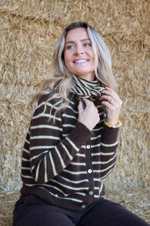 Black Colour - Bcdell Mini Stripe Scarf 208394 - Mocca Tørklæder 