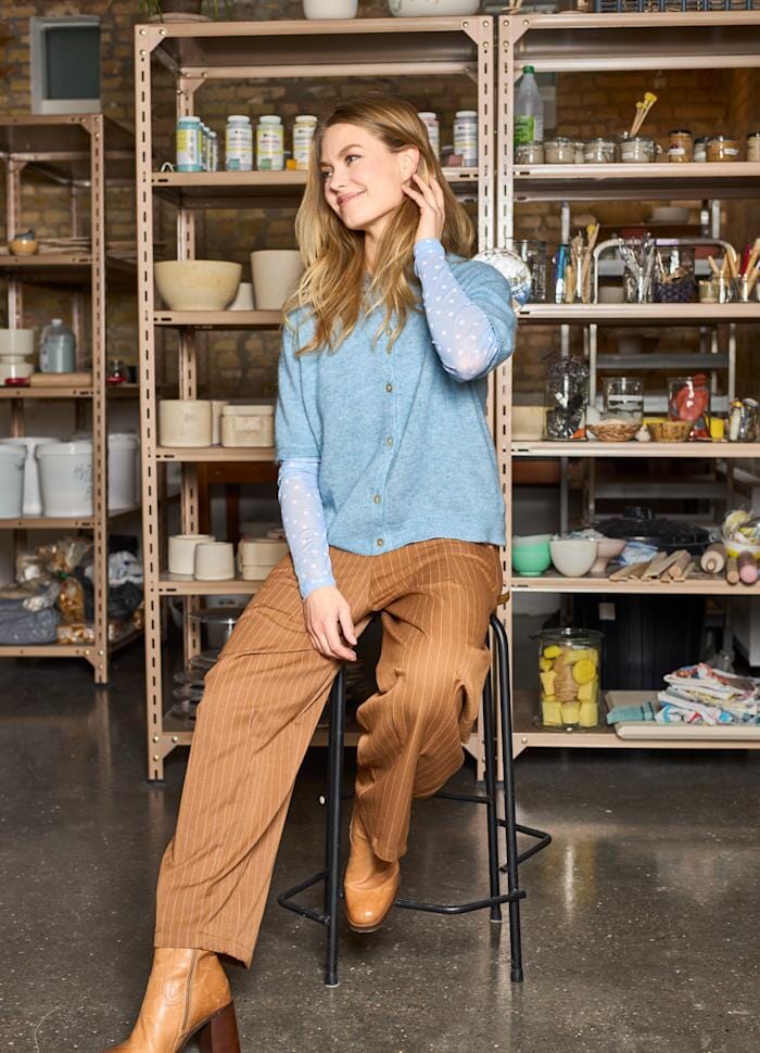 Black Colour - Bcdell Ss Cardigan 1253 - Lt. Blue Cardigans 