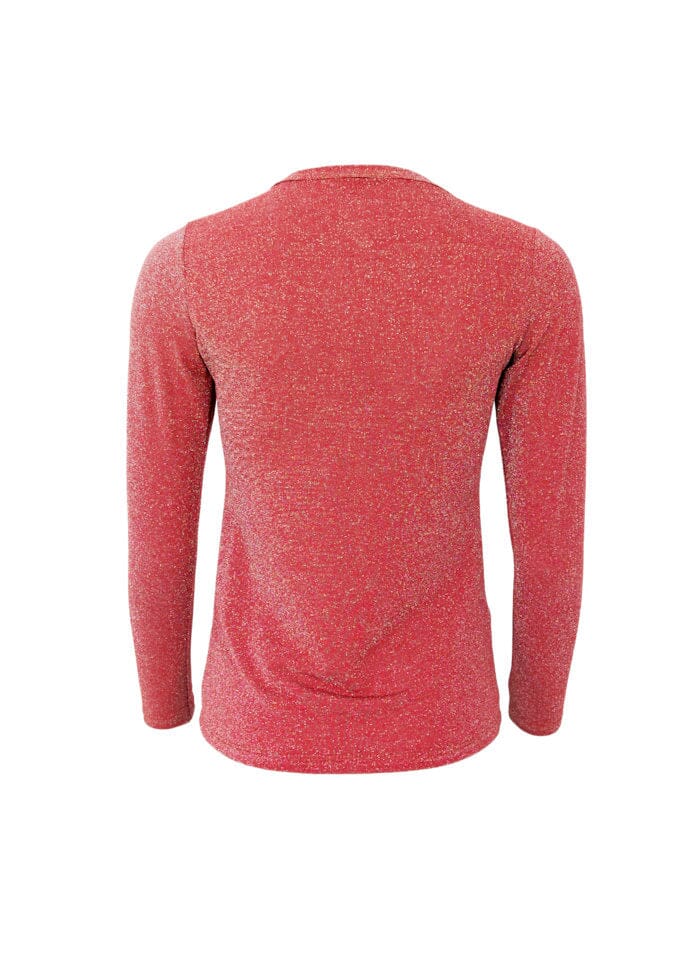 Black Colour - Bcfaye Lurex Blouse 3739 - Shirts - Coral Red Bluser 