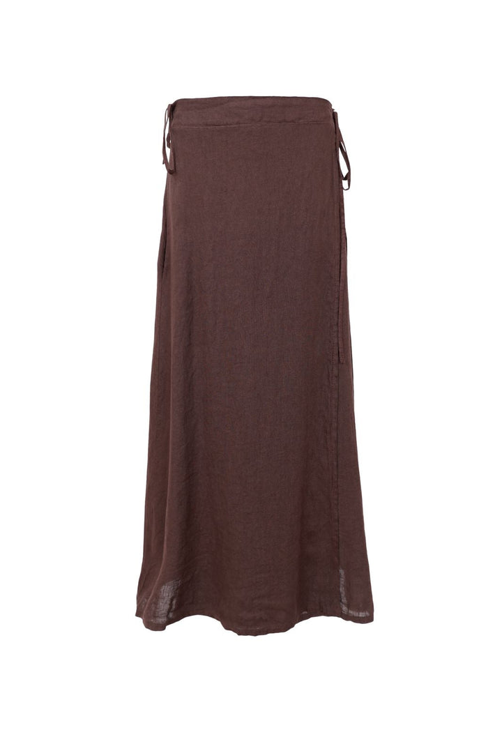 Black Colour - Bcmelina Linen Wrap Skirt 41103 - Coffee