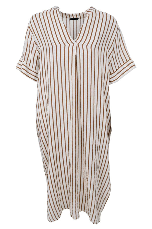 Black Colour - Bcmelina Long Linen Dress 40412 - Camel Stripe Kjoler 