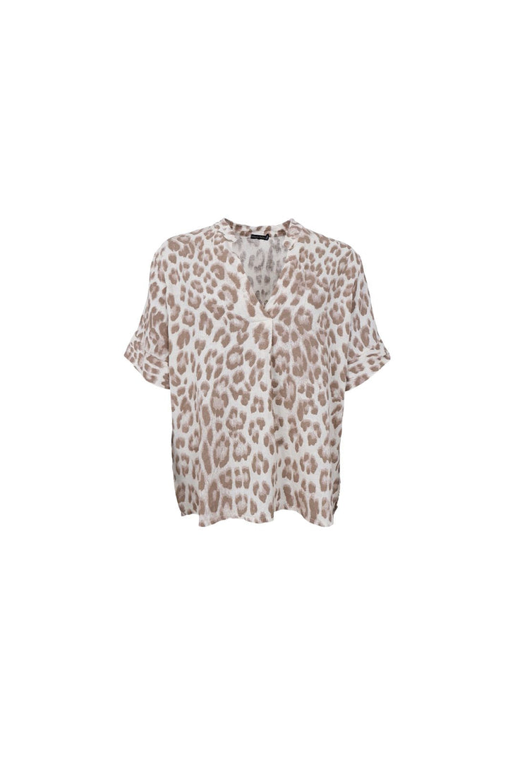 Black Colour - Bcmelina Ss Linen Blouse 40842 - Nougat Leo