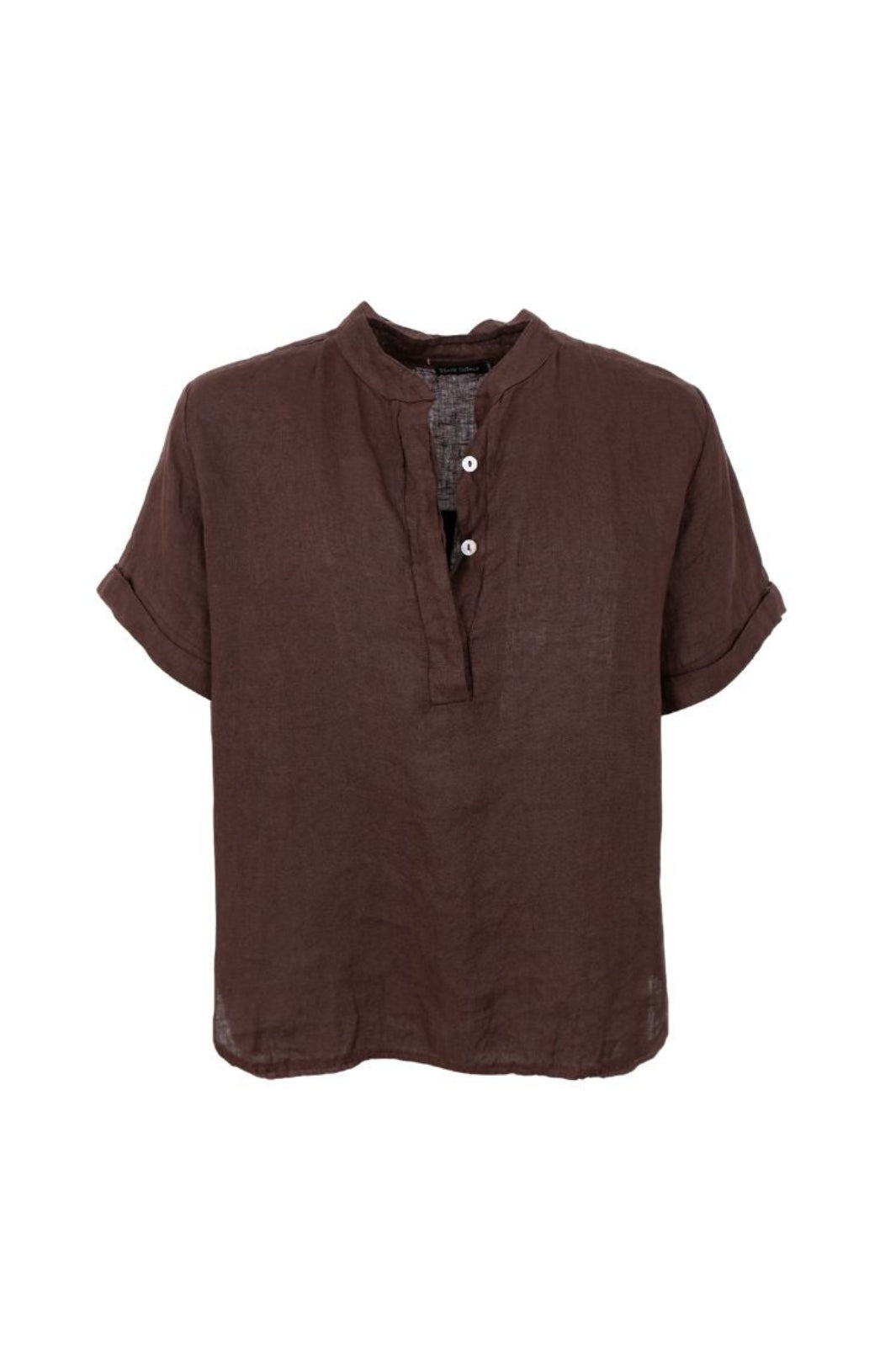 Black Colour - Bcmelina Ss Linen Shirt 41104 - Coffee