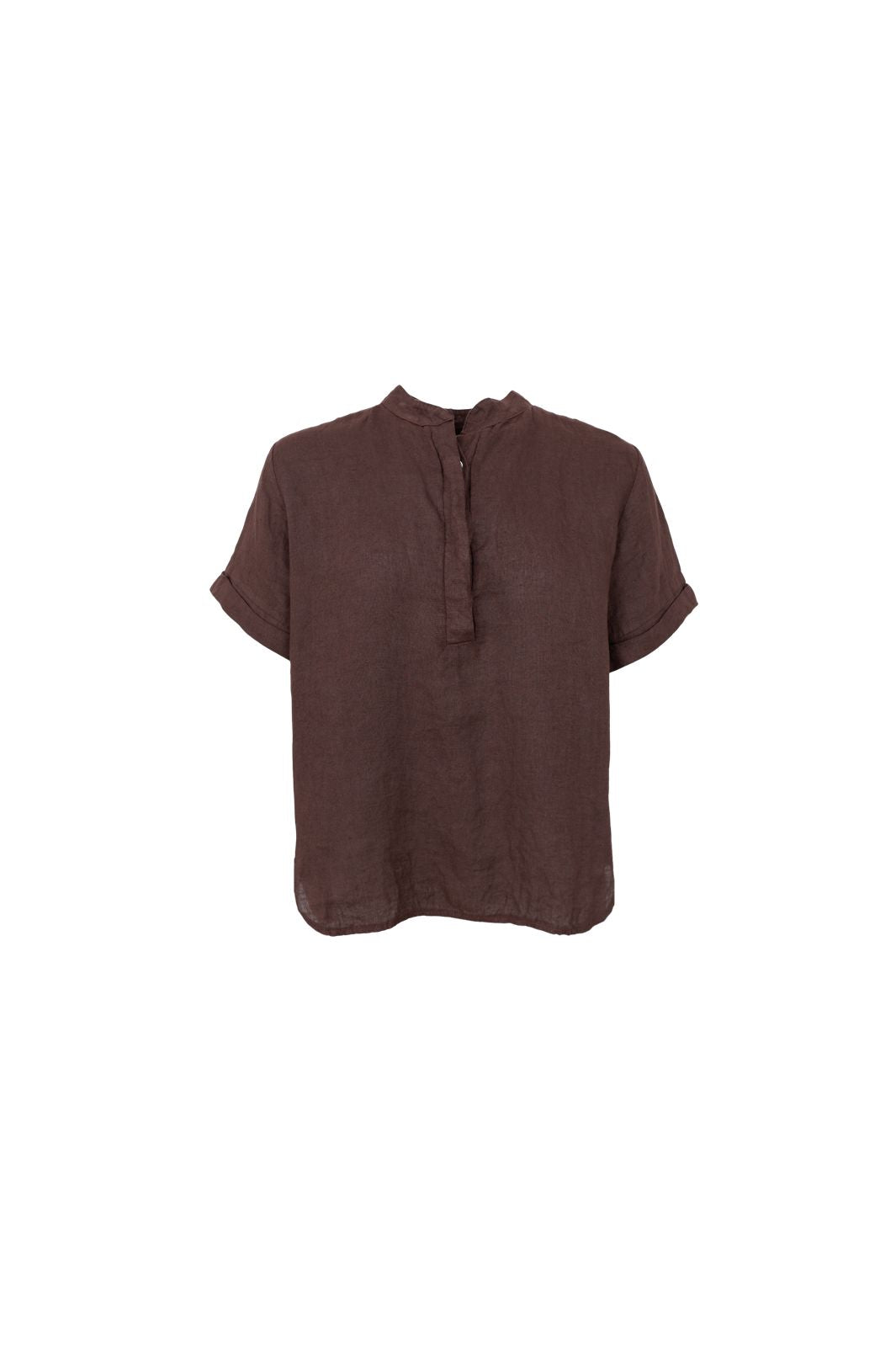 Black Colour - Bcmelina Ss Linen Shirt 41104 - Coffee