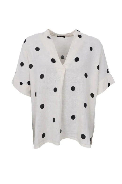 Black Colour - Bcmelina Ss Linen Shirt 41104 - Dot Skjorter 