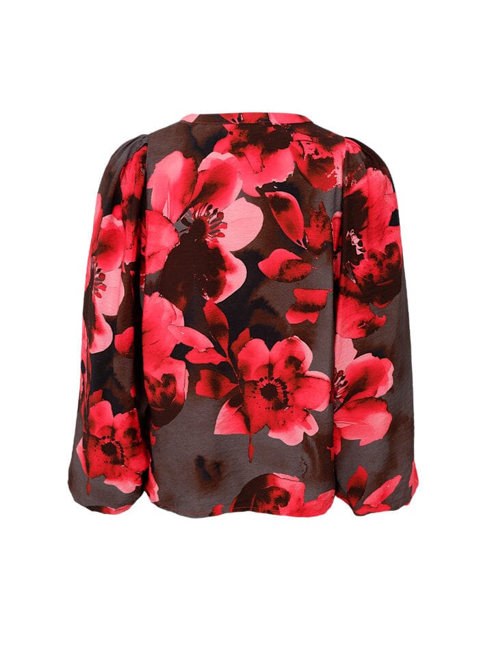 Black Colour - Bcmio Blouse 41021 - Red Flower Bluser 