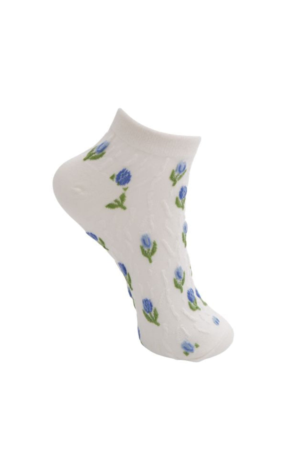 Black Colour - Bcphilomine Anclet Sock 8523 - Blue Flower