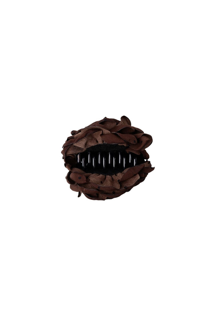 Black Colour - Bcvilla Mega Flower Hair Claw 6027 - Coffee W. Dots