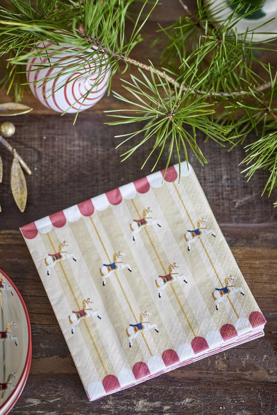 Bloomingville - Merry-go-round Serviet, Natur, FSC® Mix, Papir 82062899 - Nature Napkins 