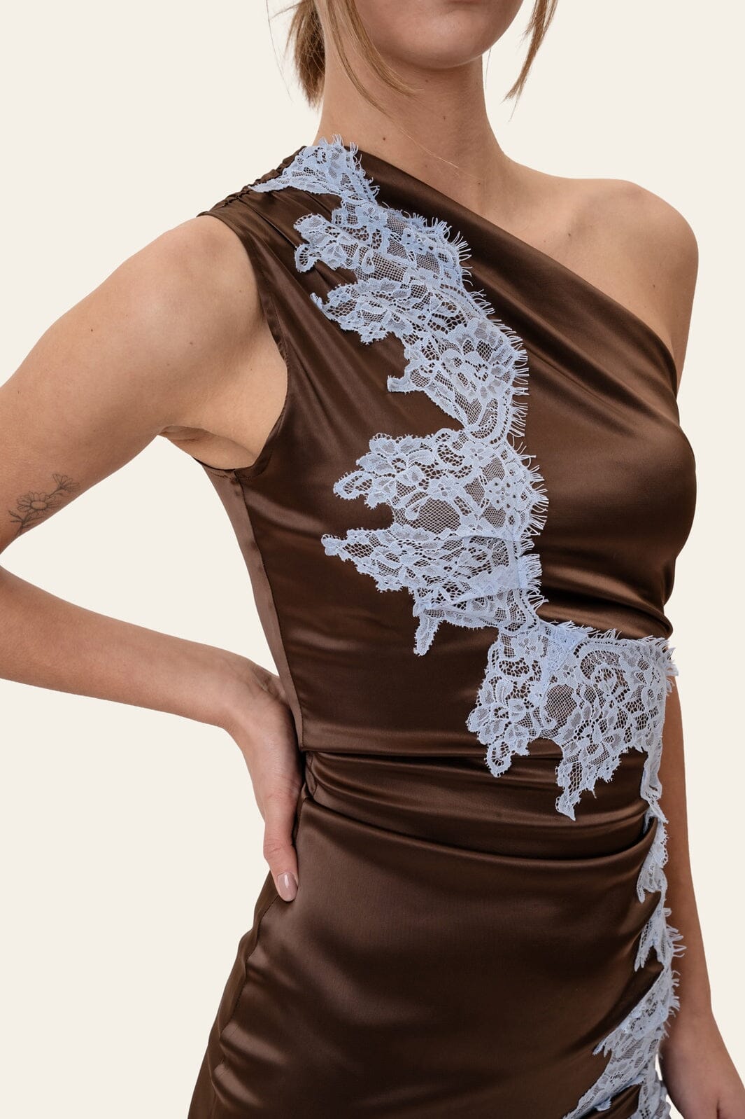 BYIC - Andreaic Maxi Dress A25194 - Dark Brown Blue Lace