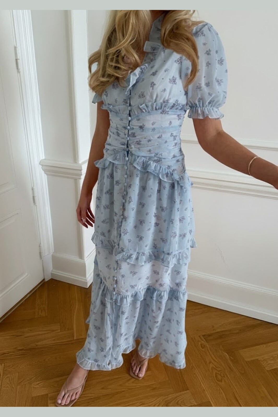 BYIC - Arielic Long Dress A25193 - Blue Flower Print