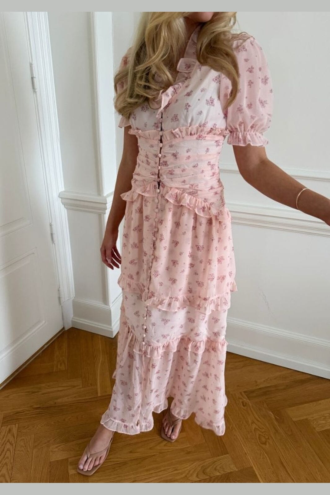 BYIC - Arielic Long Dress A25193 - Pink Flower Print