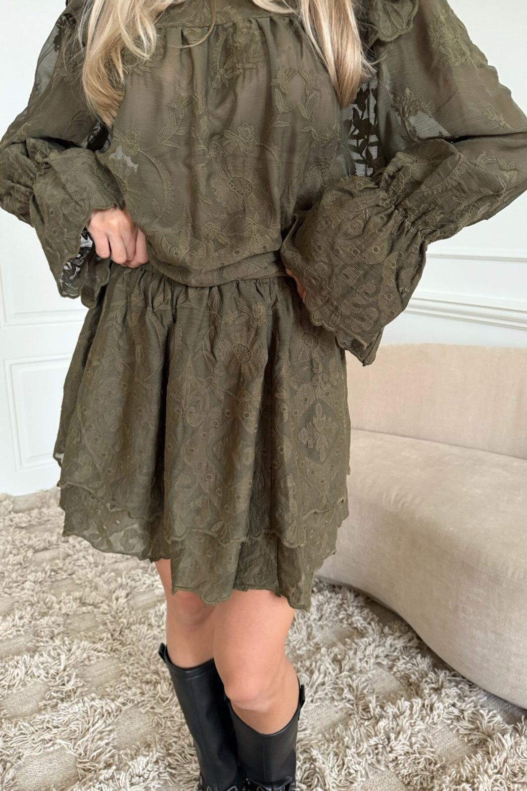 BYIC - Ellinoric Lace Mini Skirt 2576 - Vintage Olive