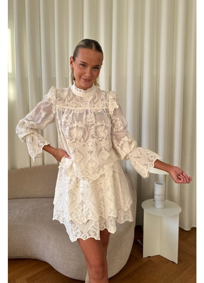 BYIC - Ellinoric Lace Mini Skirt - vw Vintage White Nederdele 