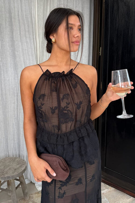 BYIC - Ellinoric Lace Top - vb Vintage Black Toppe 