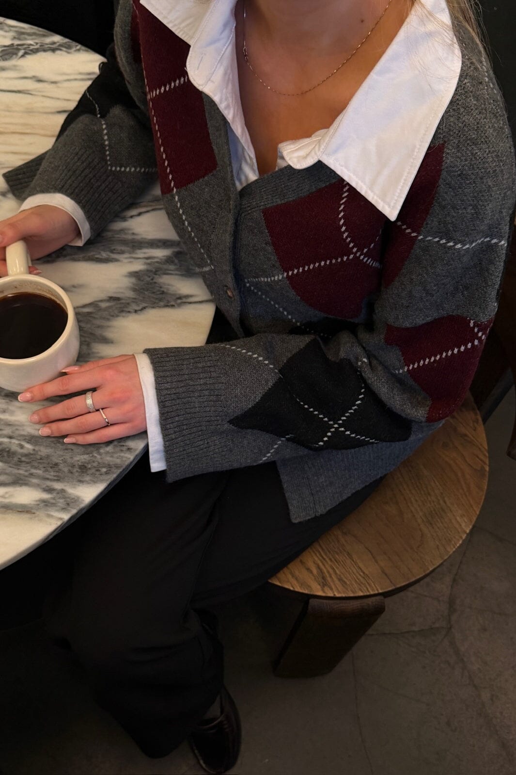 BYIC - Karmaic Fitted Cardigan H081 - Grey Argyle