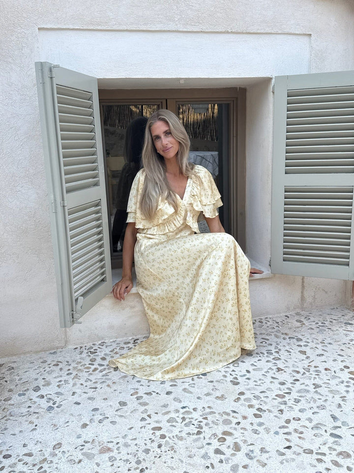 BYIC - Marthaic Maxi Dress A23935 - Yellow Flower Print Kjoler 