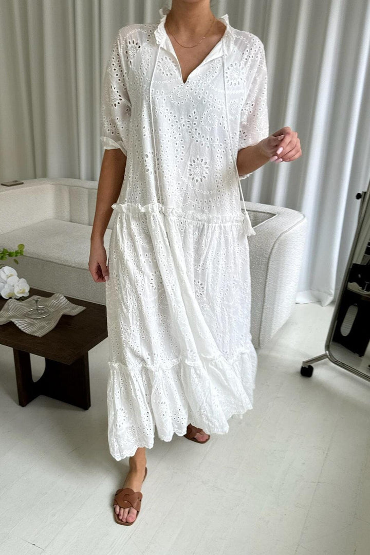 BYIC - Sonjaic Long Dress - we White Embroidery Kjoler 