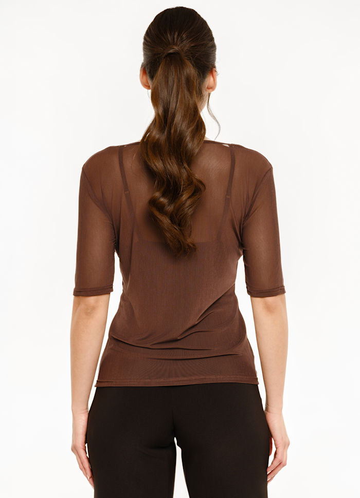 Liberte - Mesh Ss Tshirt 22064 - Dark Brown