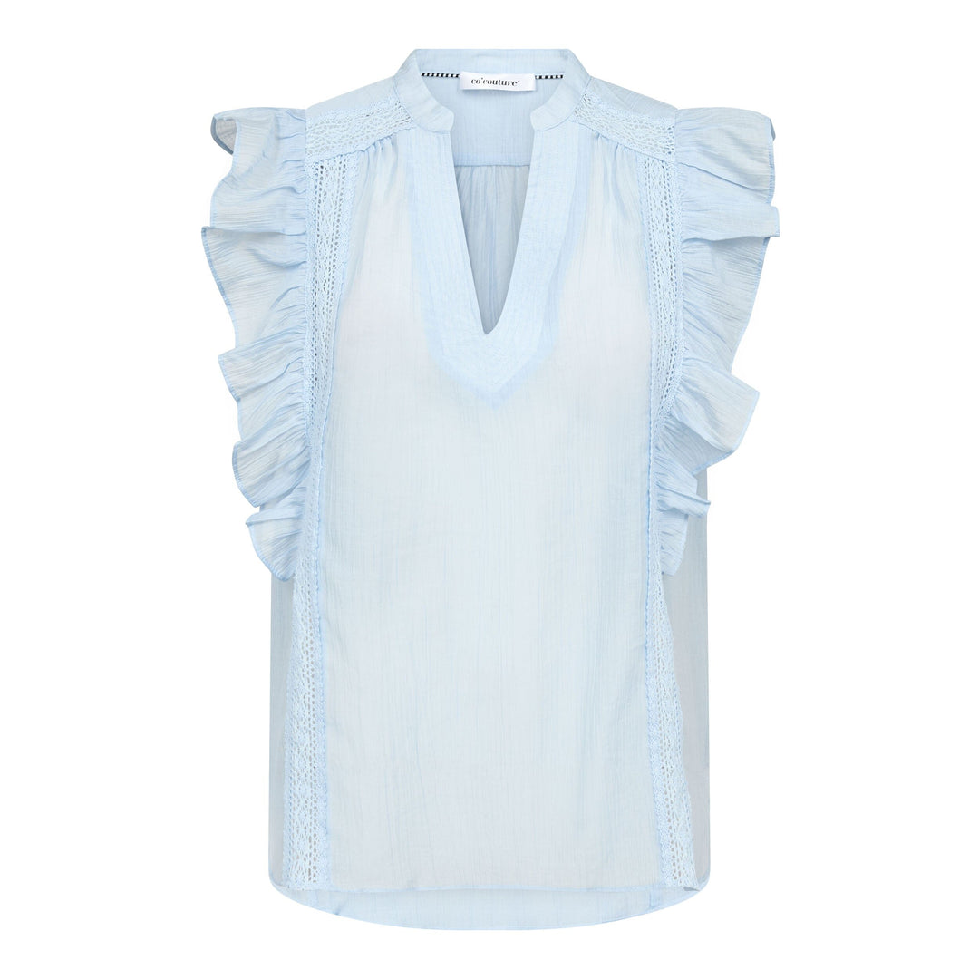 Co´Couture - Avicc Lace Ss V-Top 500168 - 40004 - Pale Blue Toppe 