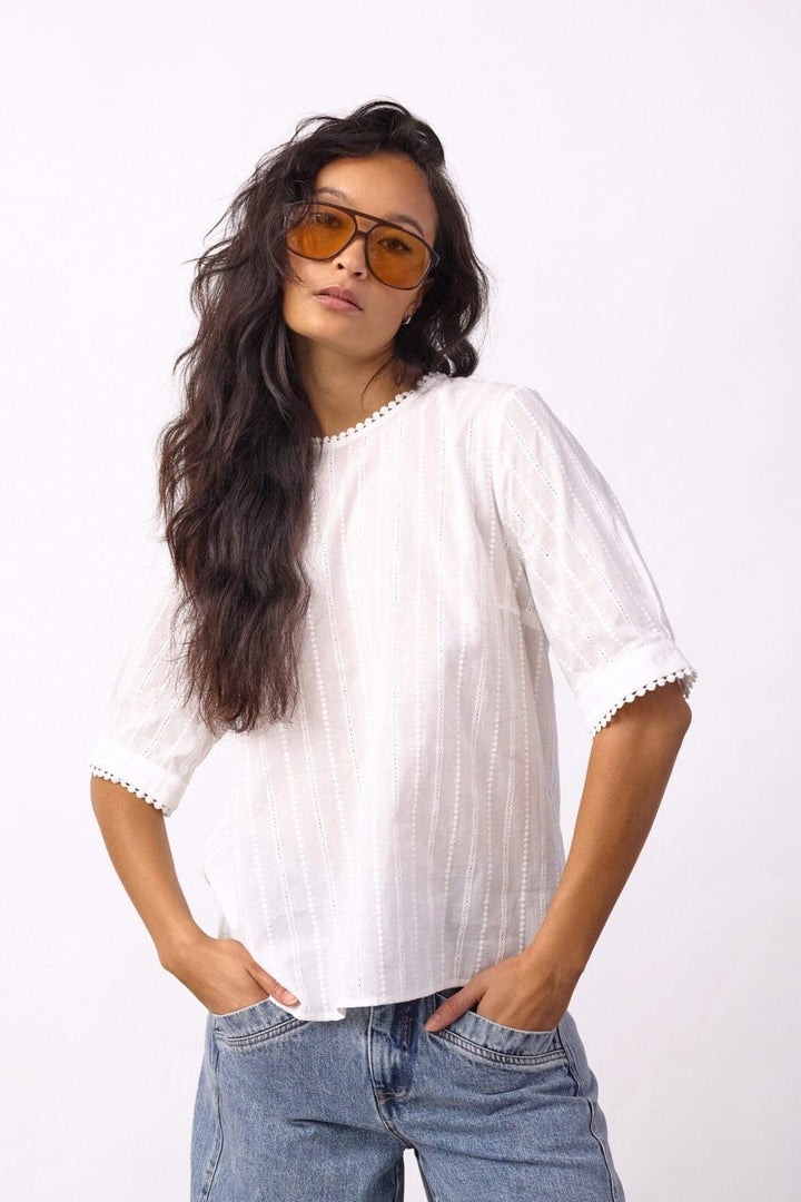 Co´Couture - Bessicc V-Blouse 500191 - 10002 - Off-White Bluser 