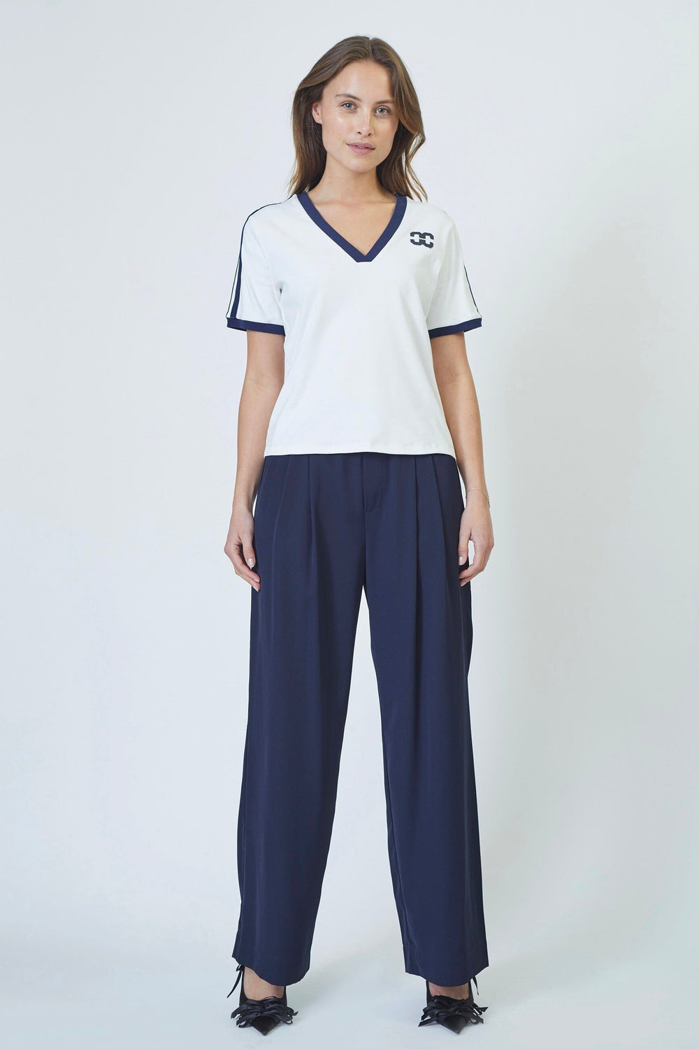 Co´Couture - Edgecc Stripe V-Tee 33161 - 120 - Navy T-shirts 