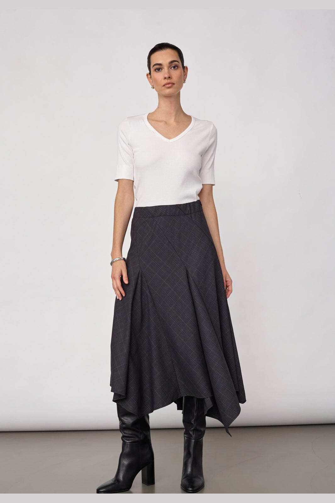 Co´Couture - Eloracc Check Asym Skirt 500309 - 65002 - Dark Grey