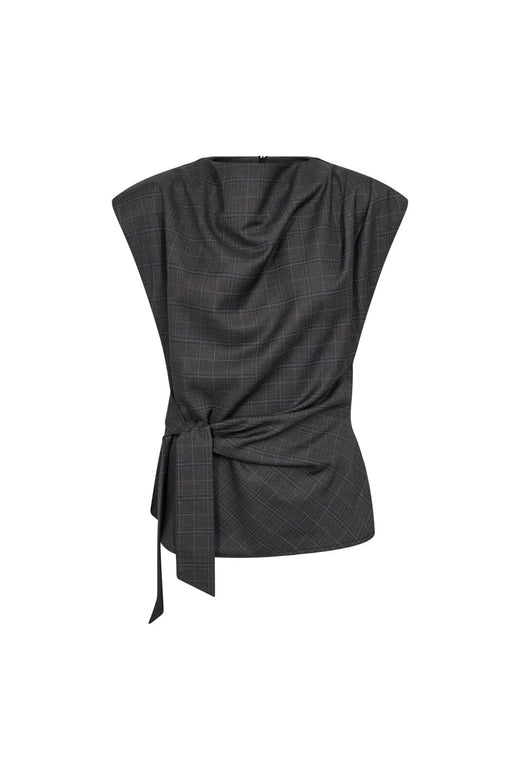 Co´Couture - Eloracc Check Pleat Top 500306 - 65002 - Dark Grey