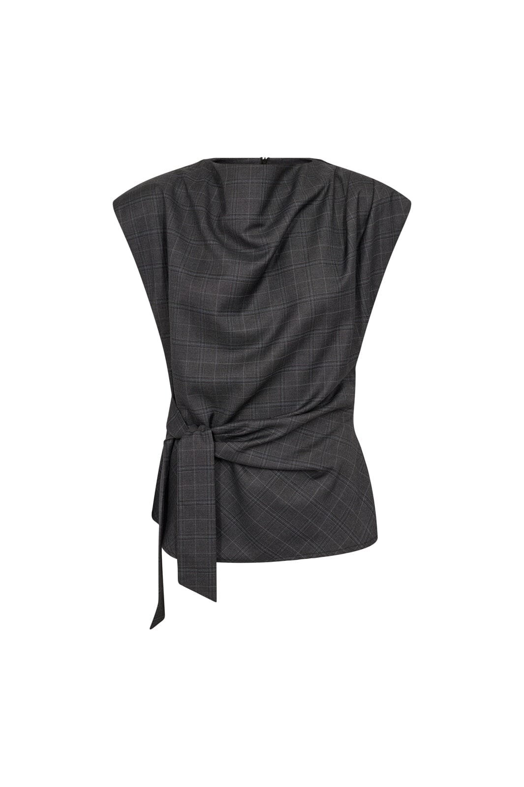 Co´Couture - Eloracc Check Pleat Top 500306 - 65002 - Dark Grey