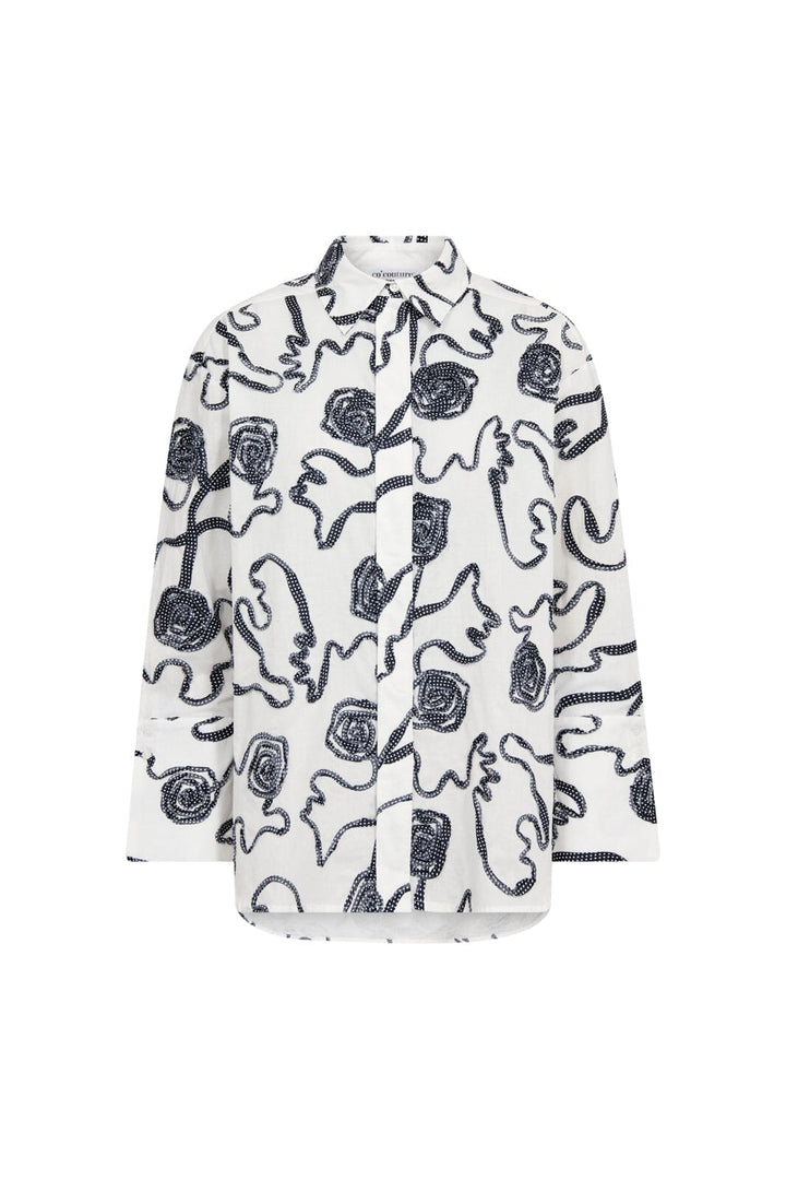 Co´Couture - Elriccc Flower Ls Shirt 500348 - 40007 - Navy