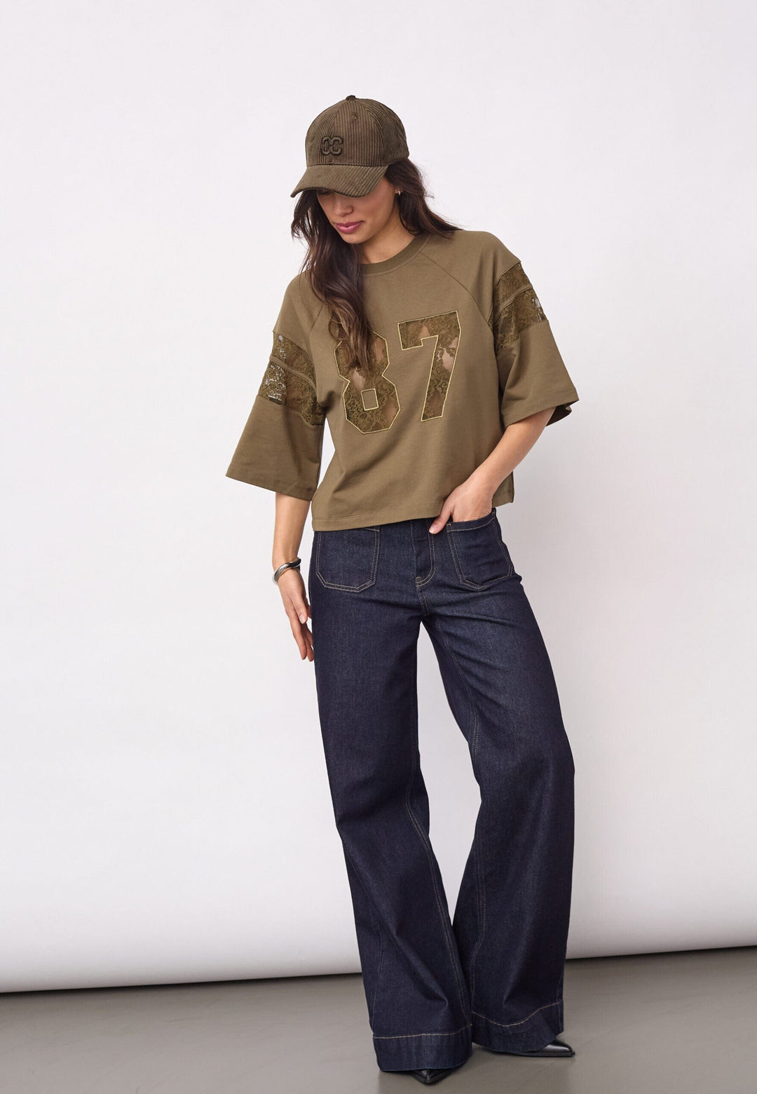 Co´Couture - Elycc 87 Lace Tee Sweat 500029 - 60004 - Army T-shirts 