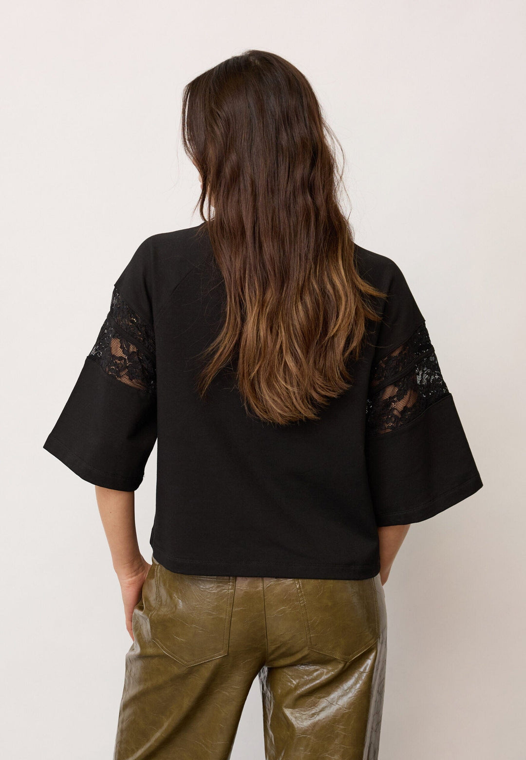 Co´Couture - Elycc 87 Lace Tee Sweat 500029 - 65001 - Black T-shirts 