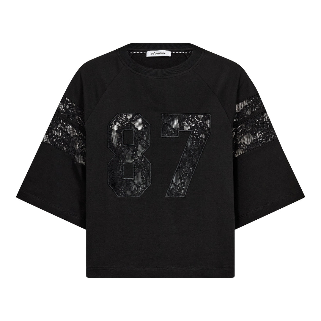 Co´Couture - Elycc 87 Lace Tee Sweat 500029 - 65001 - Black T-shirts 