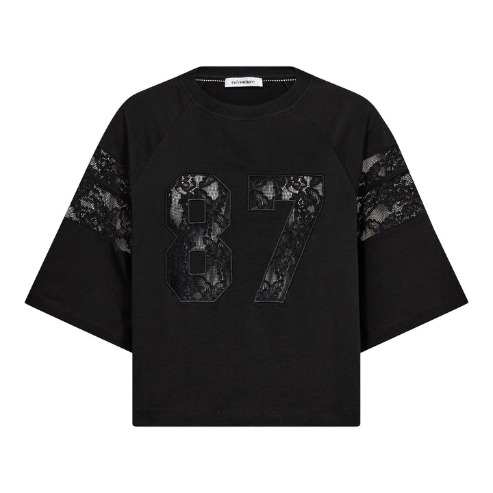 Co´Couture - Elycc 87 Lace Tee Sweat 500029 - 65001 - Black T-shirts 
