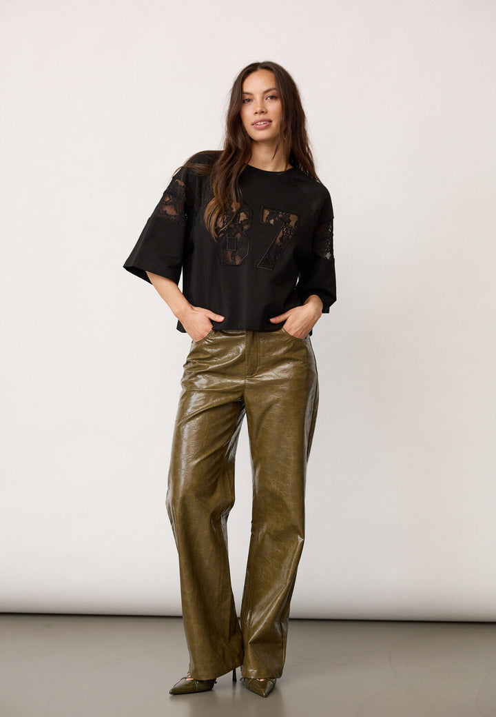 Co´Couture - Elycc 87 Lace Tee Sweat 500029 - 65001 - Black T-shirts 