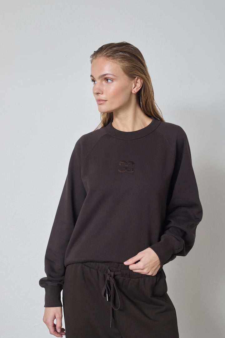 Co´Couture - Eriscc Emb Sweat 47006 - 145 - Dark Brown Sweatshirts 