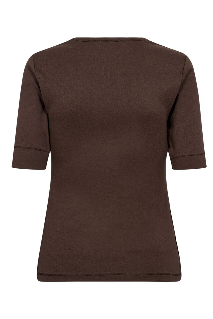 Co´Couture - Grannycc Embroidery Ss Tee 33166 - 83 - Mocca