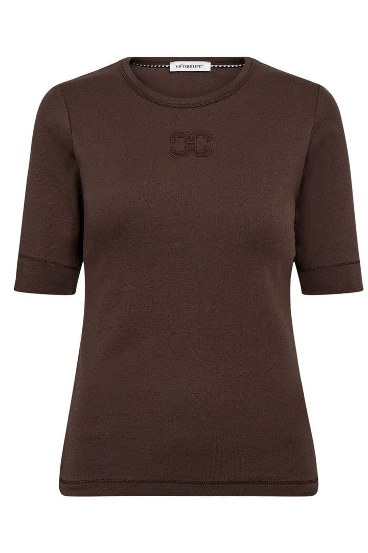 Co´Couture - Grannycc Embroidery Ss Tee 33166 - 83 - Mocca