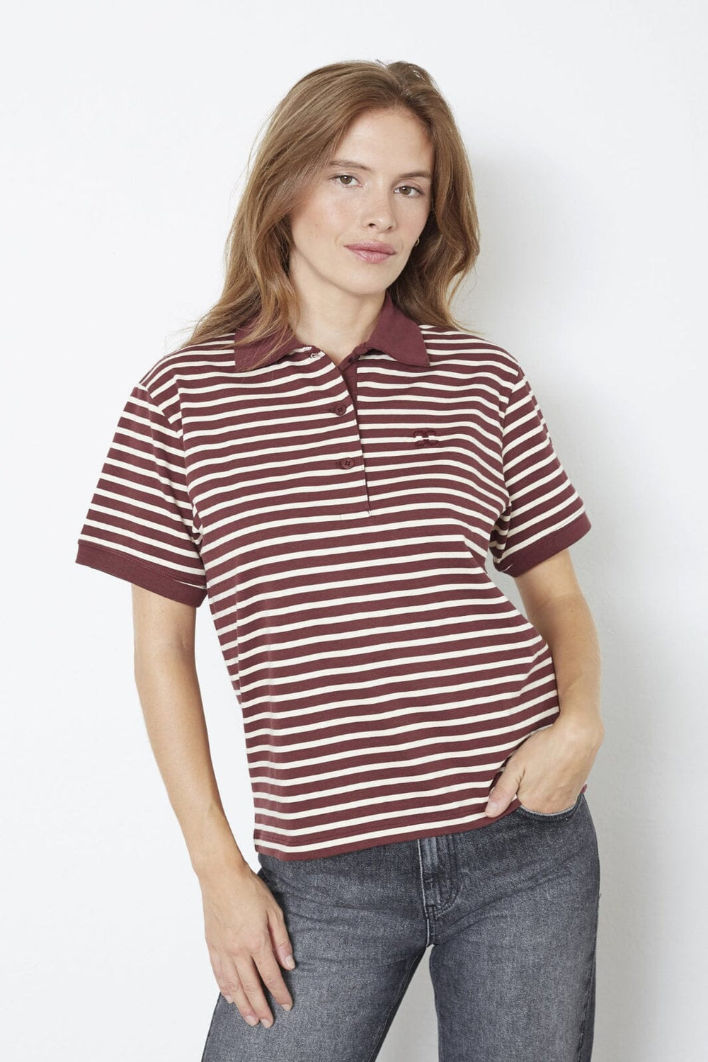 Co´Couture - Hayescc Polo Ss Tee 43006 - 87 - Winered T-shirts 