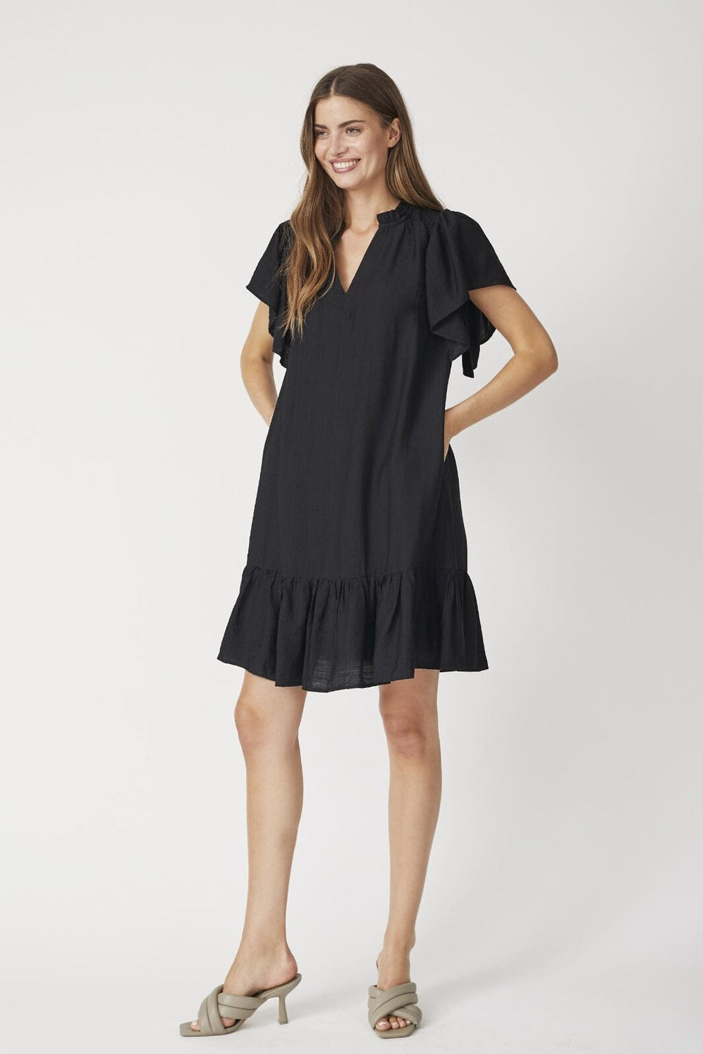 Co´Couture - Heracc Crop Ss Frill Dress 36479 - 96 - Black
