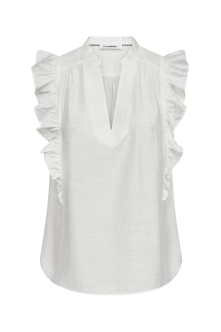 Co´Couture - Heracc Frill Ss V-Top 45165 - 4000 - White