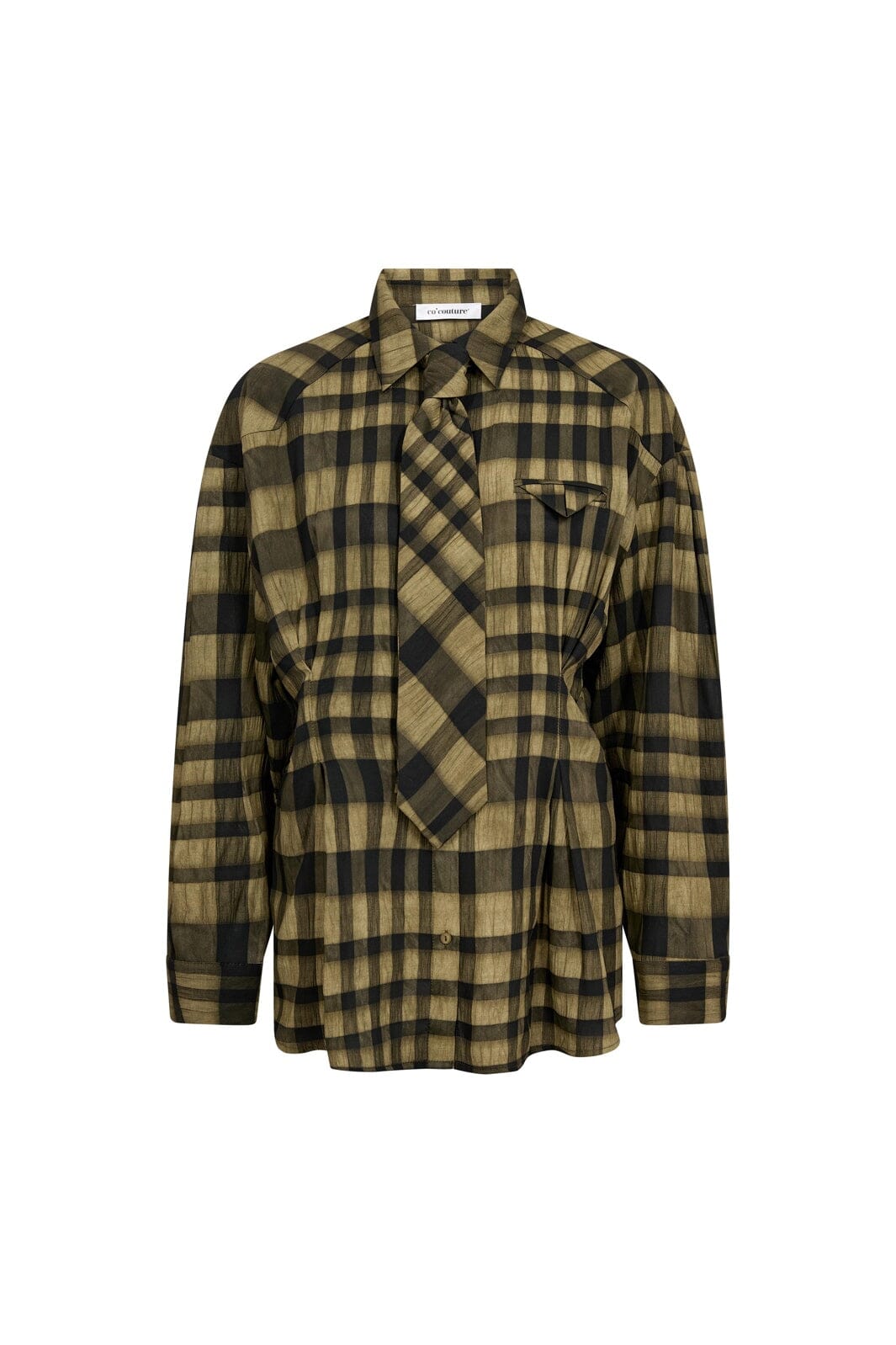 Co´Couture - Kyelcc Check Tie Pleat Shirt 500381 - 60004 - Army