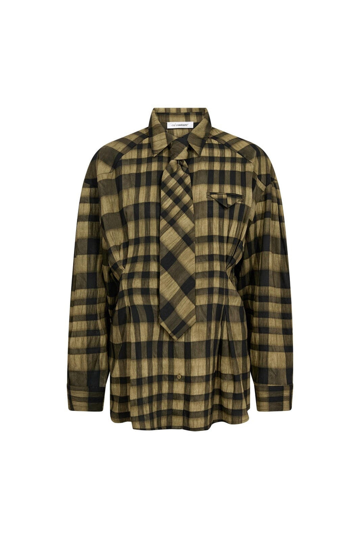 Co´Couture - Kyelcc Check Tie Pleat Shirt 500381 - 60004 - Army