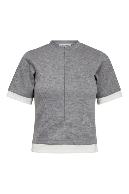 Co´Couture - Lancecc Zipper Tee 43011 - 57 - Grey Melange