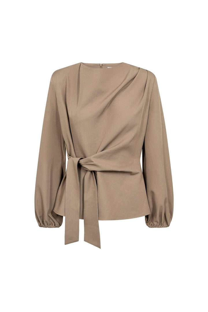 Co´Couture - Lunacc Tie Blouse 500386 - 20018 - Taupe
