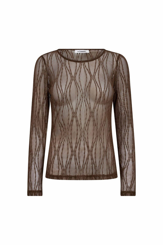 Co´Couture - Marcycc Mesh O-Blouse 43043 - 83 - Mocca