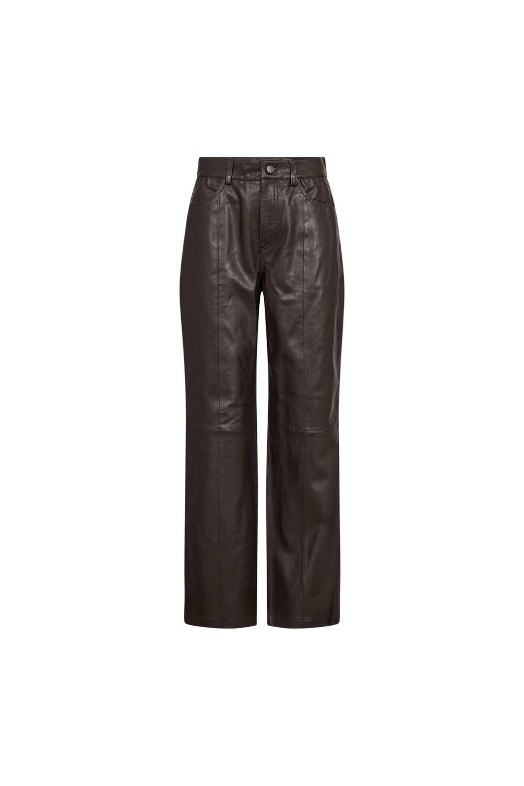 Co´Couture - Phoebecc Leather Straight Pant 500140 - 20003 - Dark Brown